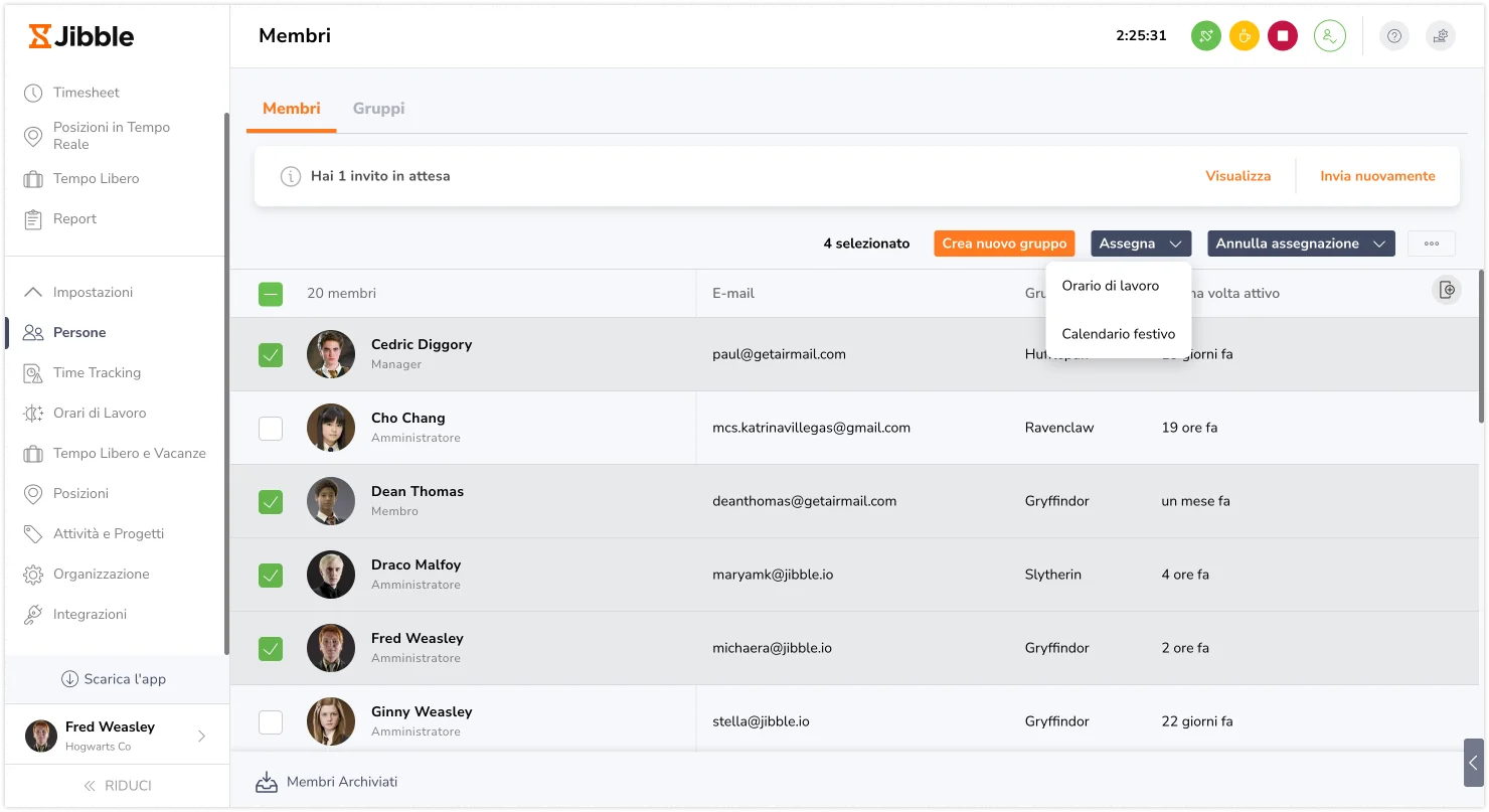People settings bulk assign member